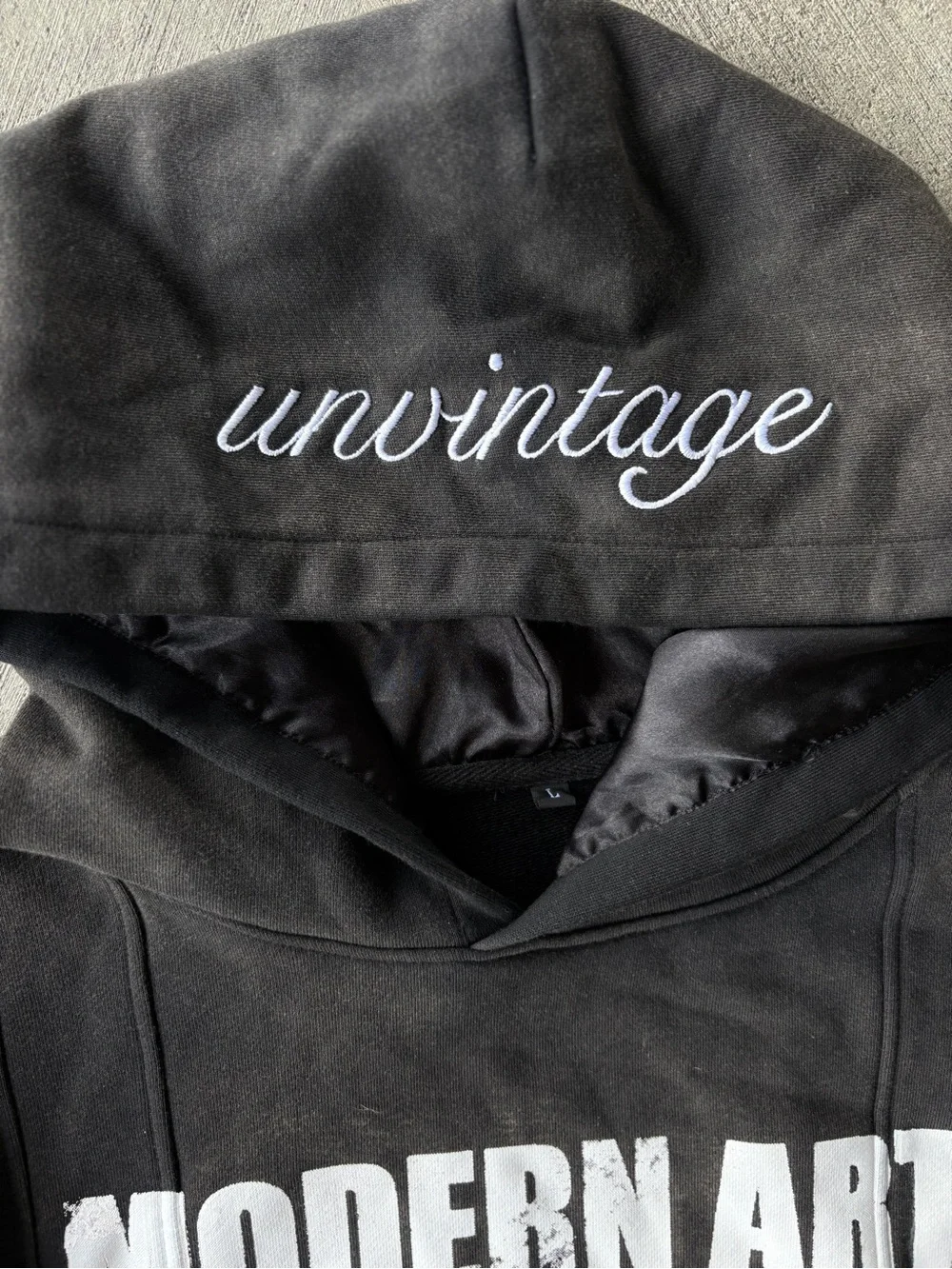 Vintage Black Modern Art Crewneck Hoodie - Men
